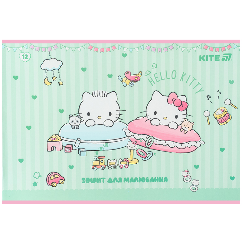 Тетрадь для рисования, 12 лист., скоба, софт тач + УФ лак, Hello Kitty-1 (HK25-241-1) Kite - фото 2