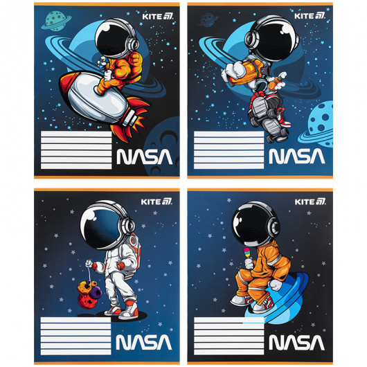 Тетрадь 12 лист., кос., УФ лак объёмный, NASA (NS25-235) Kite - фото 1