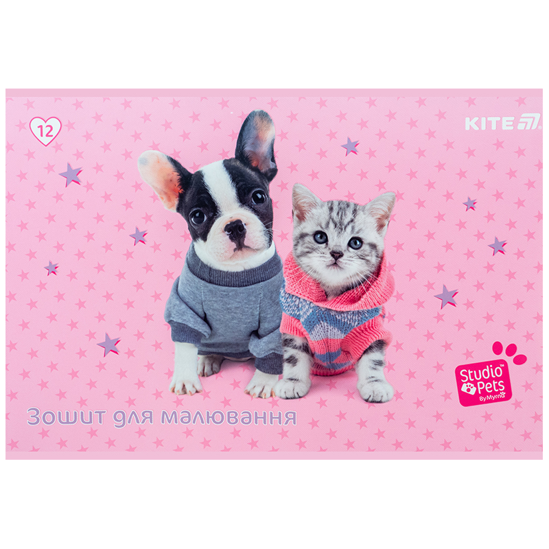 Тетрадь для рисования, 12 лист., скоба, софт тач + УФ лак, Studio Pets (SP25-241) Kite - фото 3