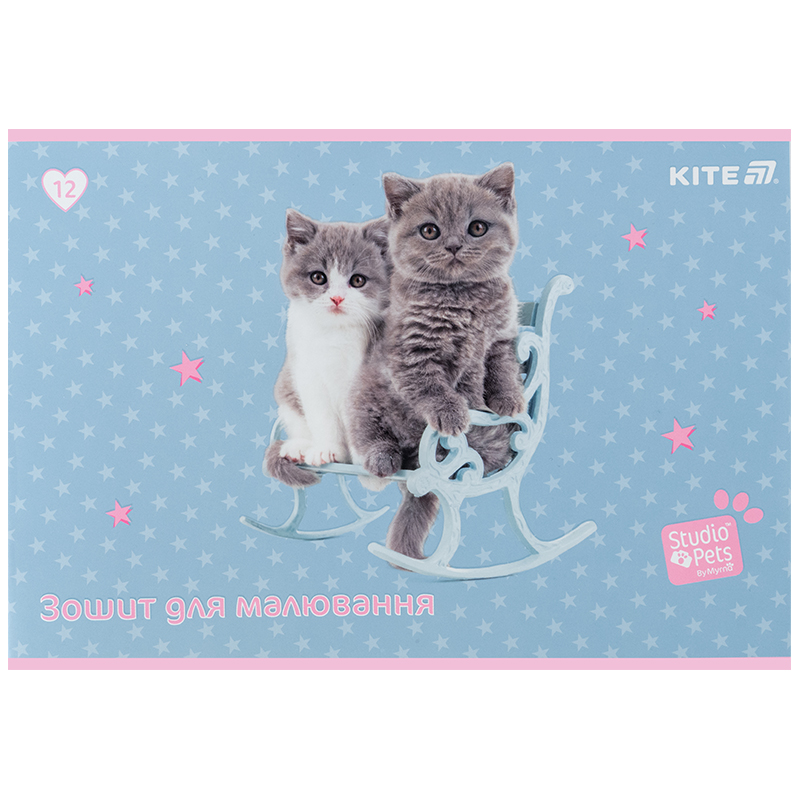 Тетрадь для рисования, 12 лист., скоба, софт тач + УФ лак, Studio Pets (SP25-241) Kite - фото 5
