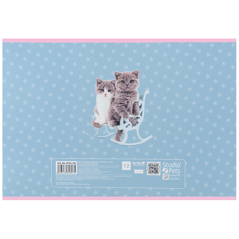 Тетрадь для рисования, 12 лист., скоба, софт тач + УФ лак, Studio Pets (SP25-241) Kite - фото 6
