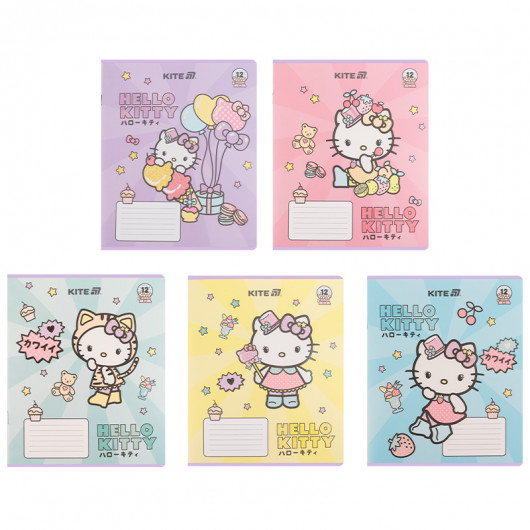 Тетрадь 12 лист., лин., УФ лак + глитер, Hello Kitty-1 (HK25-234-1) Kite - фото 1