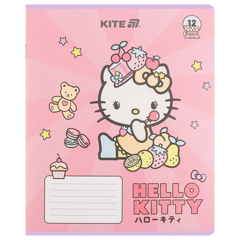 Тетрадь 12 лист., лин., УФ лак + глитер, Hello Kitty-1 (HK25-234-1) Kite - фото 2