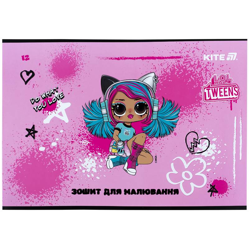 Зошит для малювання, 12 арк., скоба, УФ лак + глітер, LO (LO25-241) Kite - фото 2