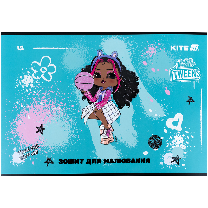 Зошит для малювання, 12 арк., скоба, УФ лак + глітер, LO (LO25-241) Kite - фото 4