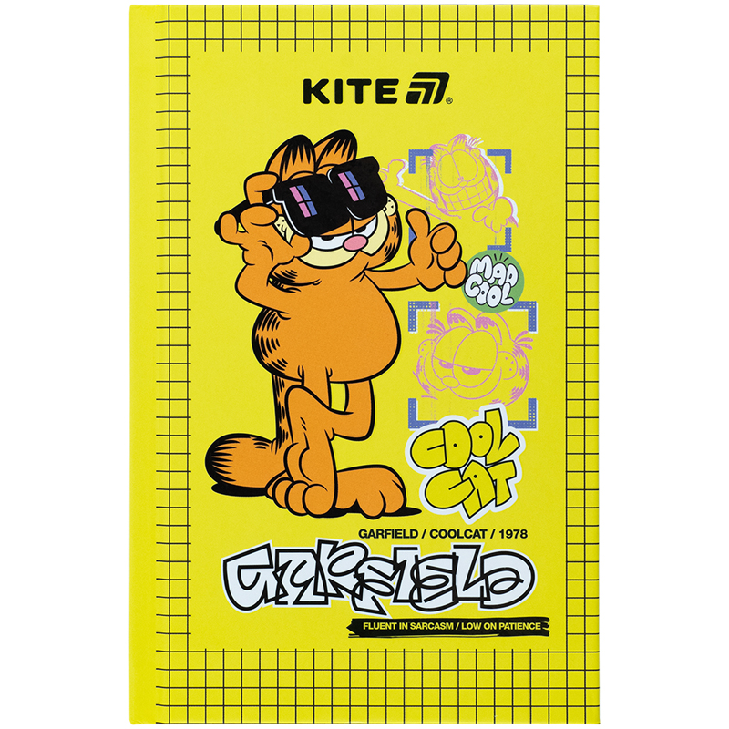 Книга записна тверда обкладинка, А6, 80 арк., кл. Garfield (GF25-199) Kite - фото 1