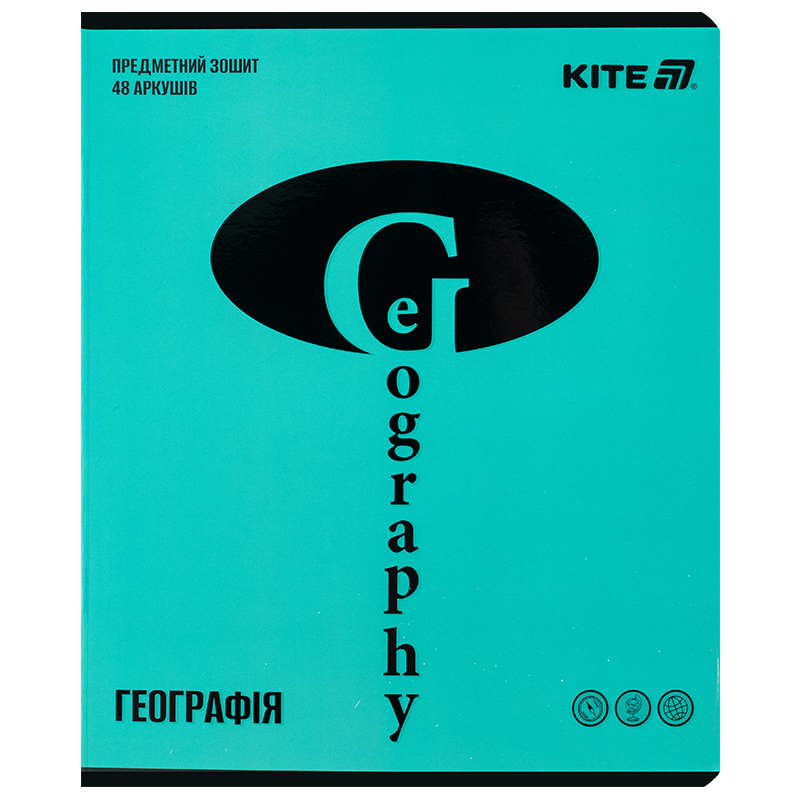 Зошит предметний 48 арк., кл., софт тач+УФ, Bright, географія (K25-240-15) Kite - фото 1