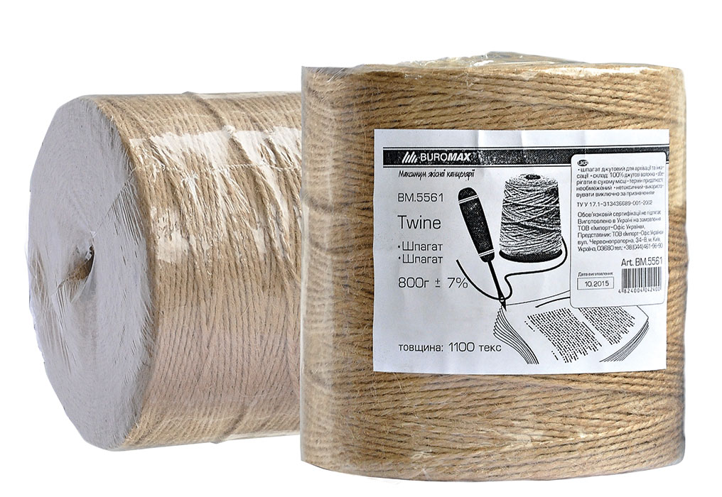 Шпагат джутовий (банківський інкасаторский), 1100текс, 720м., 800г., коричн. BuroMax - фото 3