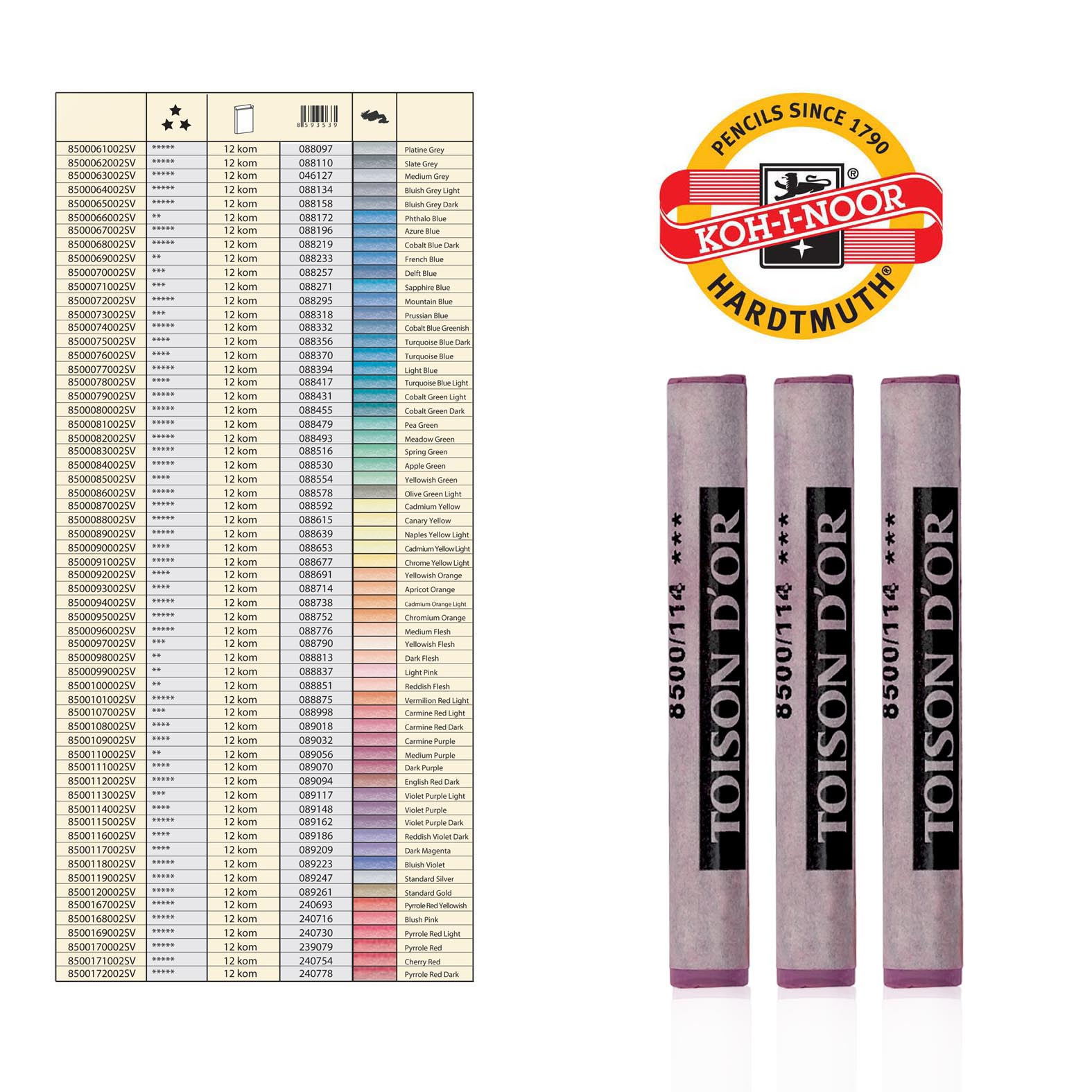 Пастель суха 36 кольорів, TOISON D'OR 8515 Koh-i-noor - фото 2