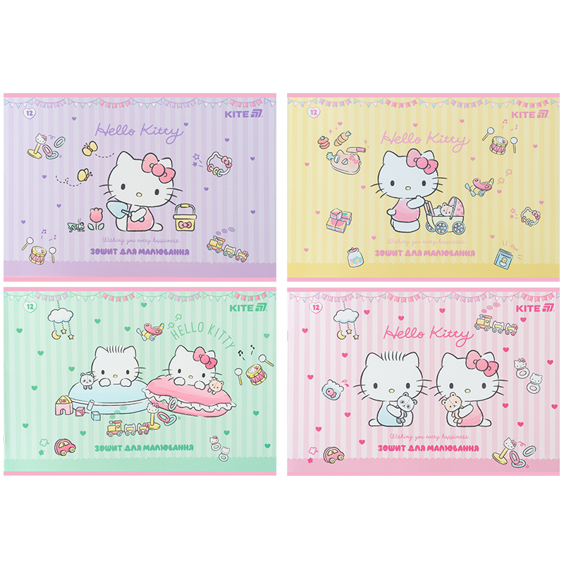 Тетрадь для рисования, 12 лист., скоба, софт тач + УФ лак, Hello Kitty-1 (HK25-241-1) Kite - фото 6