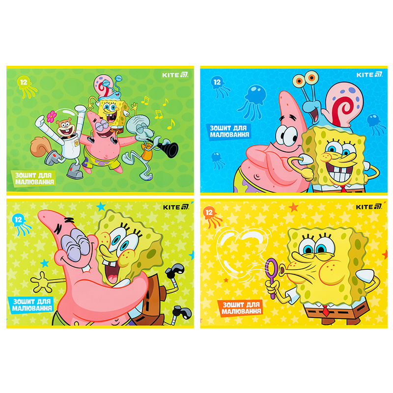 Зошит для малювання, 12 арк., скоба, софт тач + УФ лак, Sponge Bob (SB25-241) Kite - фото 6