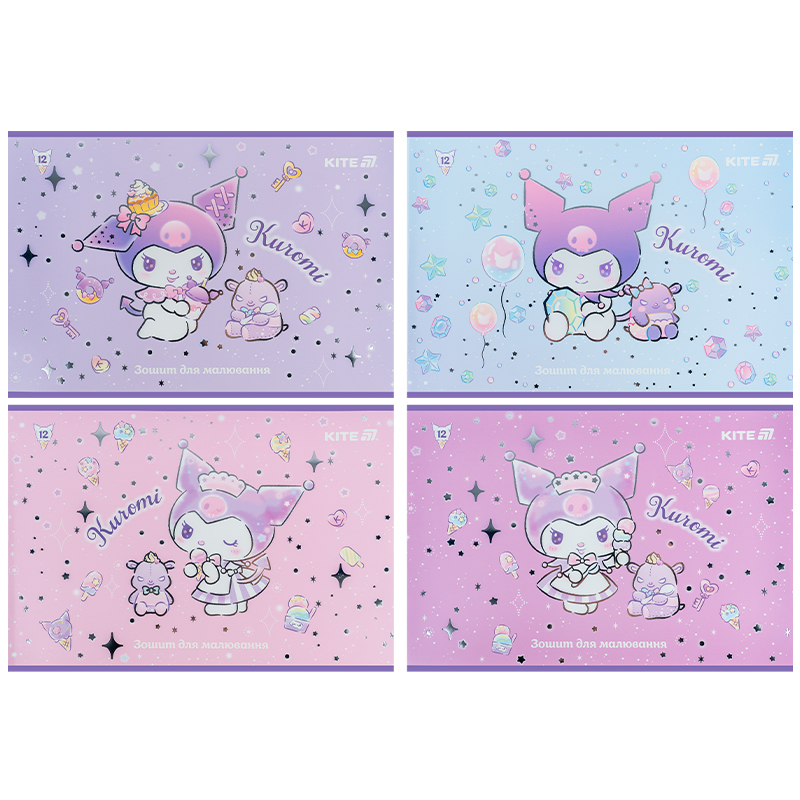 Тетрадь для рисования, 12 лист., скоба, фольга + УФ лак, Hello Kitty-2 (HK25-241-2) Kite - фото 5