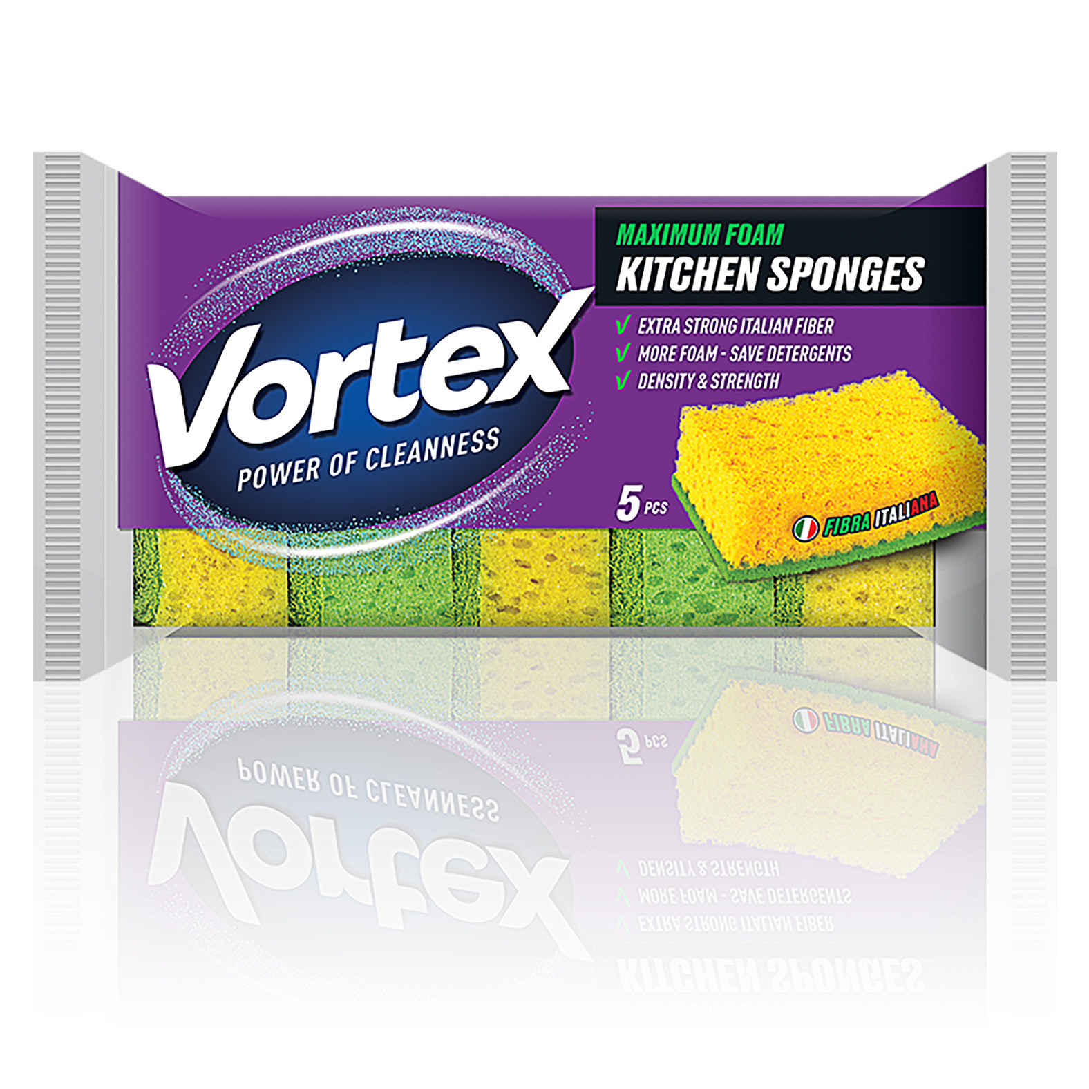 Губки кухонные, 96*67*37мм., 5шт./уп. Vortex - фото 1