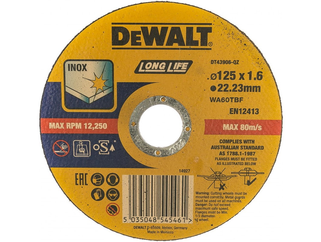 Круг відрізний вогнутий  INOX Long Life, d=125мм, нержавіюча сталь/листовий метал DeWALT - фото 2