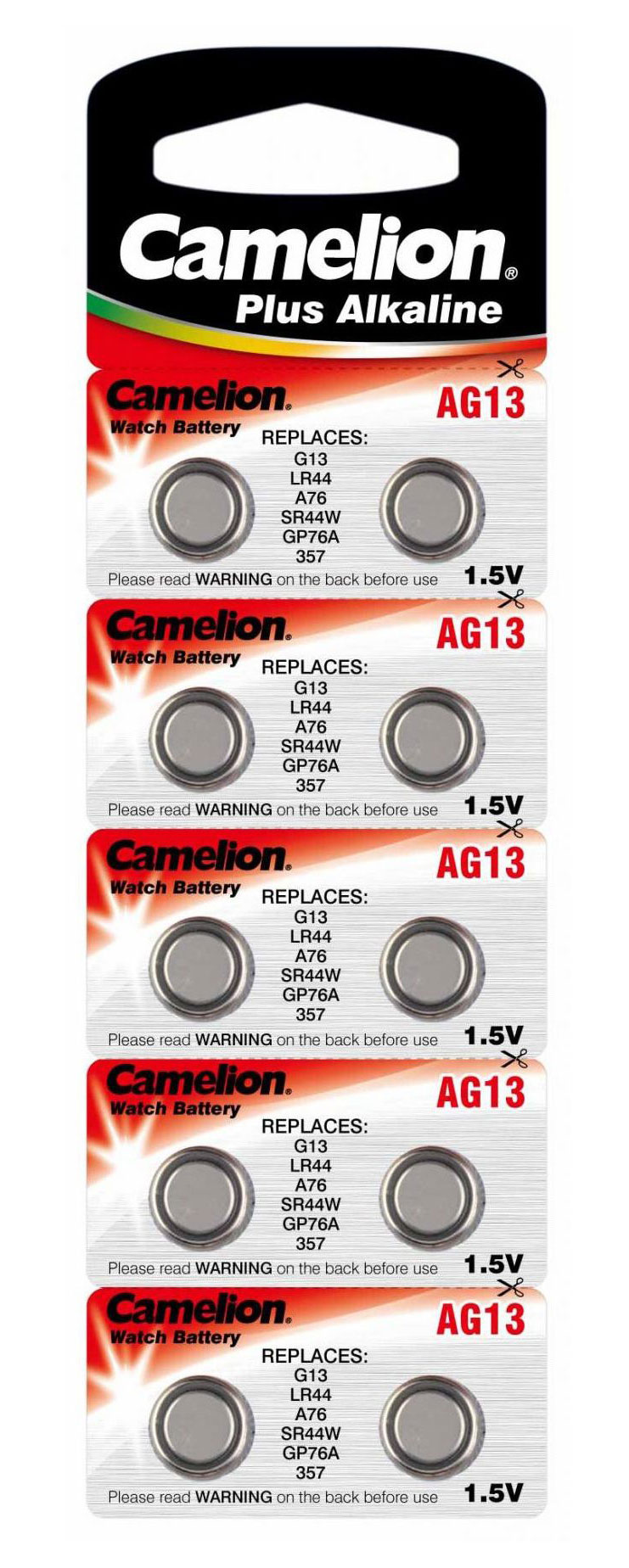 Батарейка AG13 (LR44, G13, A76, SR44W, GP76A, V357, GPA76, 1154), 1,5V, 10шт./уп. Camelion - фото 2