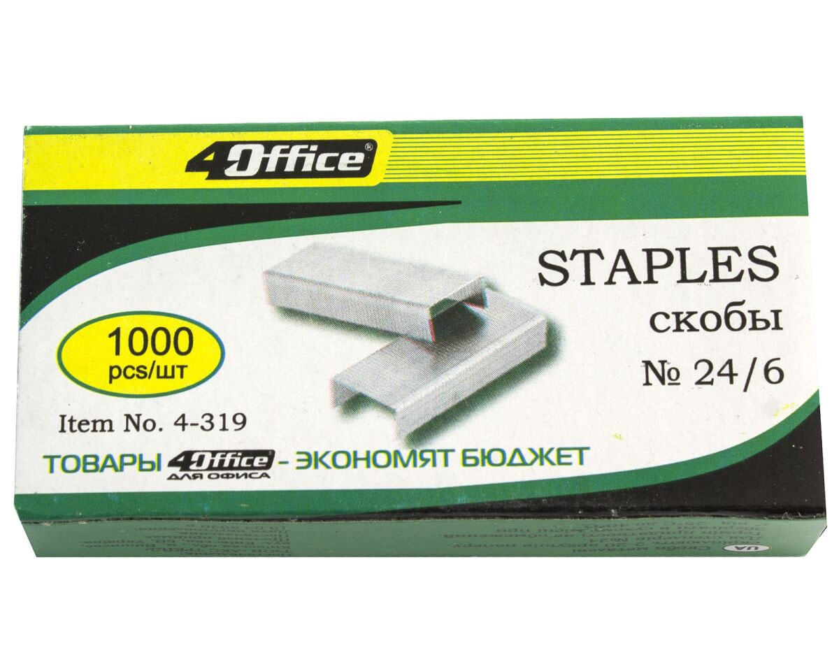Скобы для степлера 24/6, 1000шт./уп. 4Office - фото 4