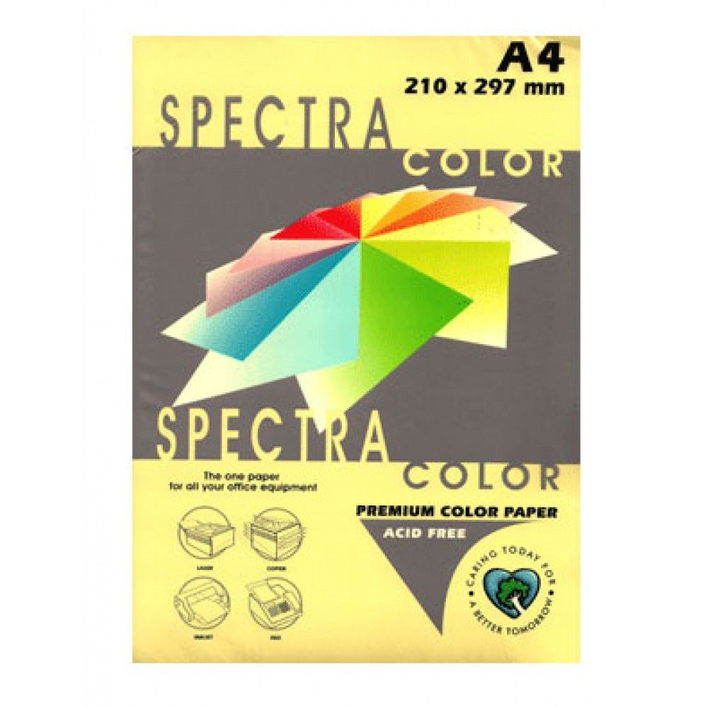 Бумага цветная Color A4 пастель 75г./м2. Yellow, 500листов, желт. Spectra Color - фото 3