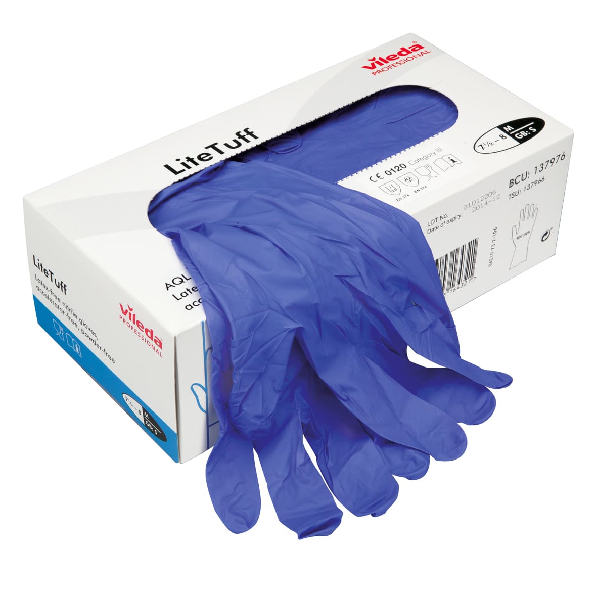Перчатки нитриловые неопудренные LiteTuff, размер L, 100шт./уп., син. (169024) Vileda Professional - фото 4
