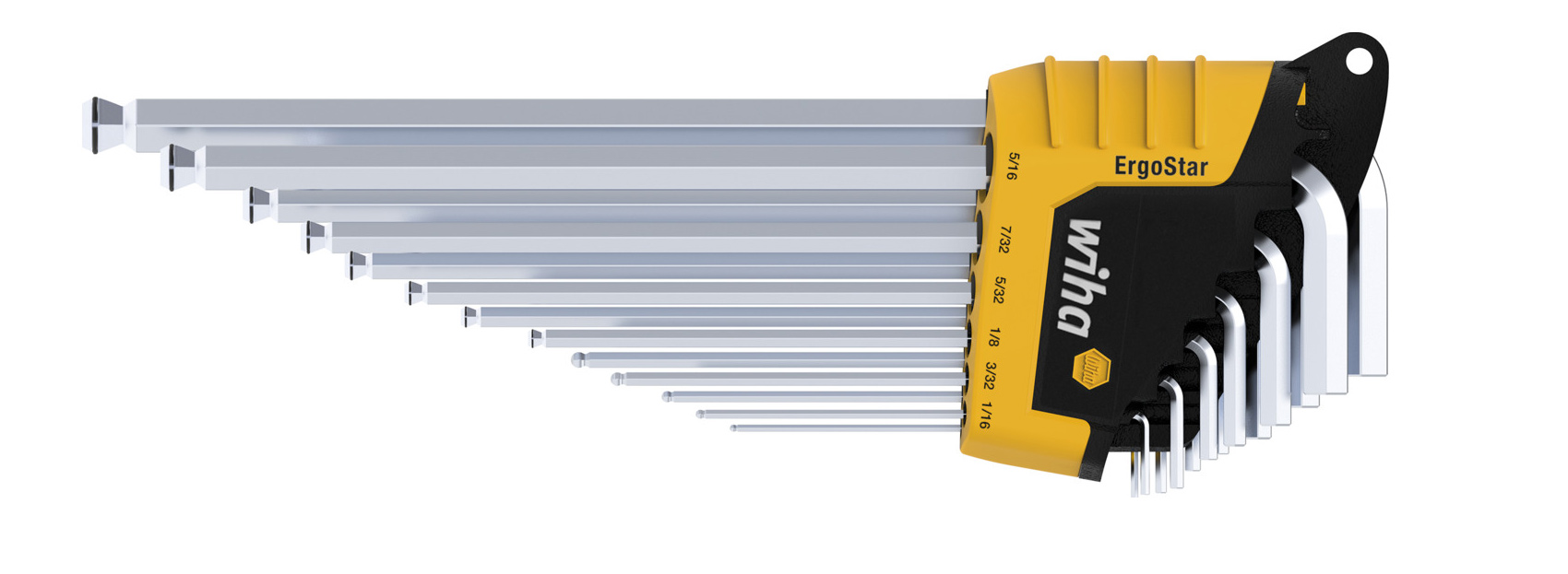 Набор шестигранных  ключей, дюймовых со сферичной головкой MagicRing Ergostar, 13 единиц Wiha - фото 3