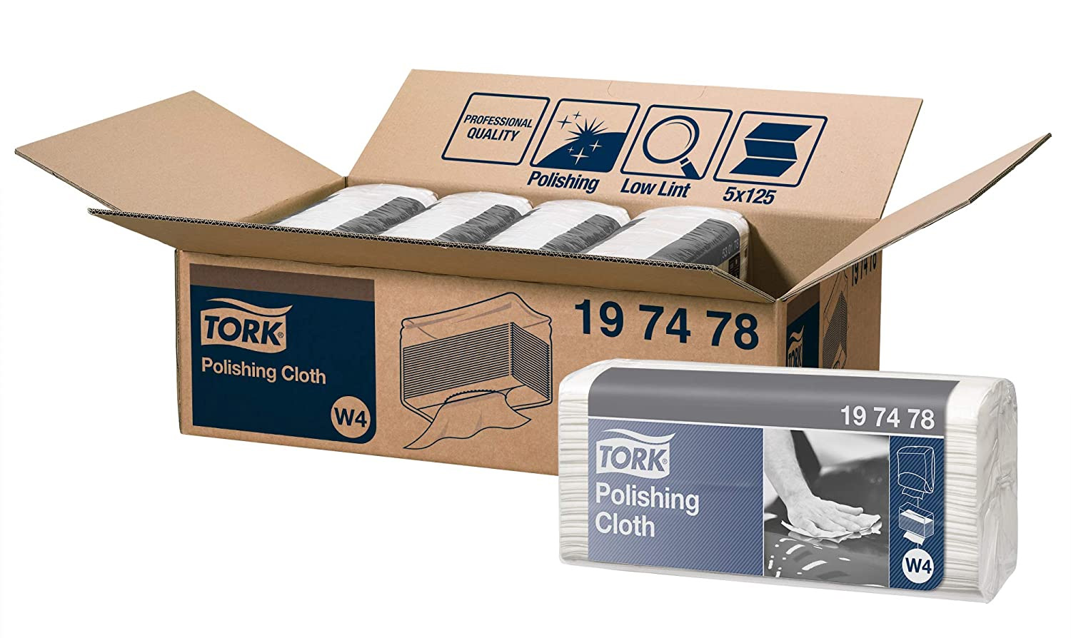 Протирочный материал для полировки, 1-сл., 38,5*42,8см., 125шт./уп., бел. W4 Tork - фото 5
