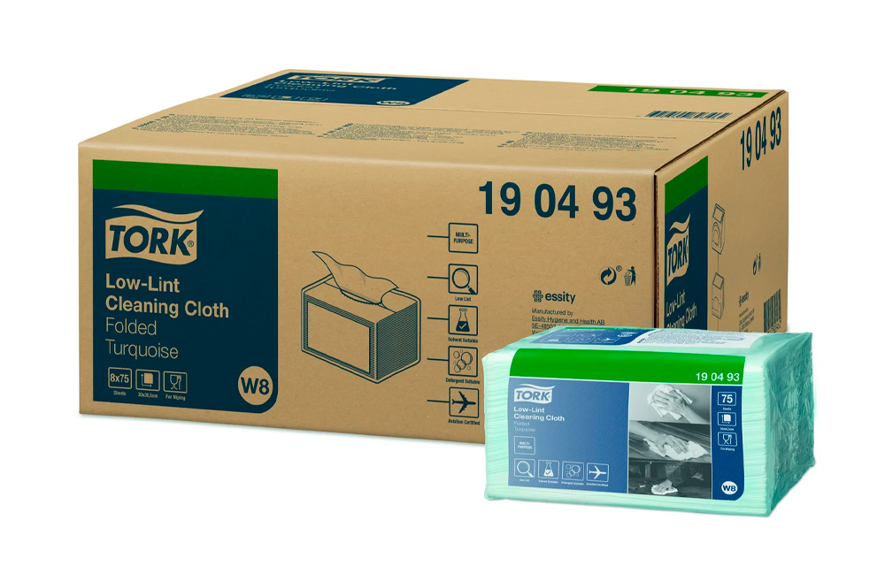 Протиральний матеріал безворсовий, серветки, 38,5*30см., 75шт./уп., бірюз. W8 Tork - фото 2