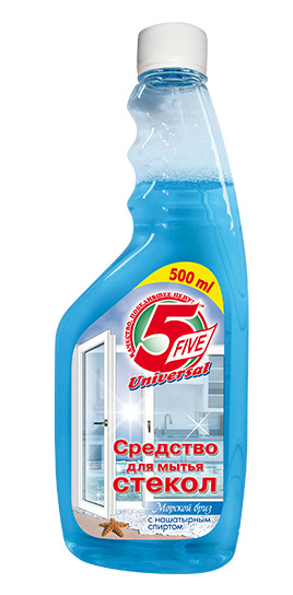Засіб для миття скла, 500мл. Морський бриз, запаска 5 Five - фото 1