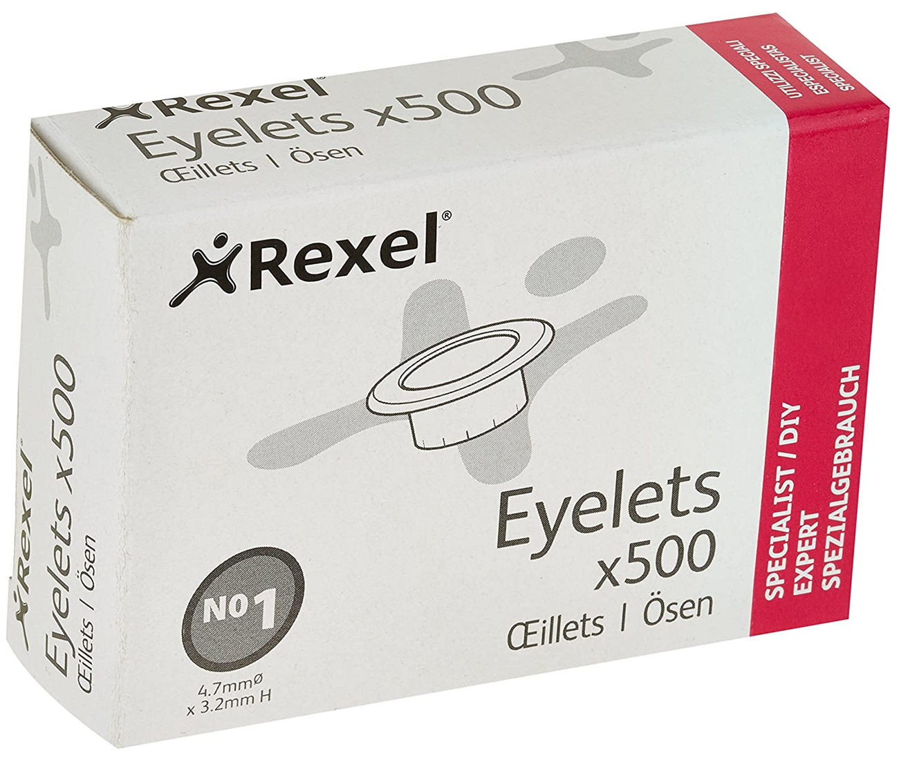 Люверси (кльопки) VELOS, 20л., 4,7*3,2мм., 500шт/уп., золот. Rexel - фото 2