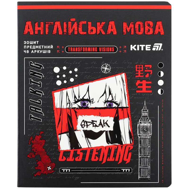 Зошит предметний 48 арк., лин., софт тач+УФ, Cyber, англ. мова (K25-240-28) Kite - фото 3