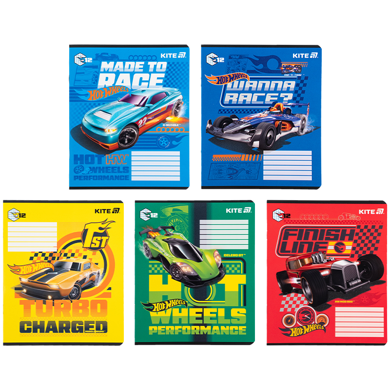 Тетрадь 12 лист., кл., гибр. лак + УФ лак, Hot Wheels-1 (HW25-232-1) Kite - фото 9