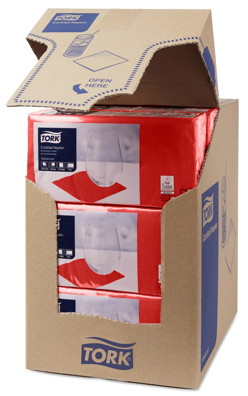 Салфетки 24*24см. Tork Advanced 2-х слойная, 200шт./уп., красн. Tork - фото 2