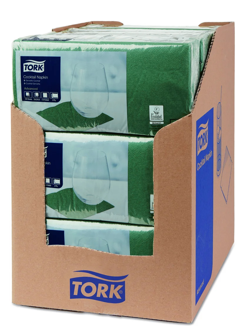 Серветки 24*24см. Tork Advanced 2-х шарові, 200шт./уп., зелен. Tork - фото 3