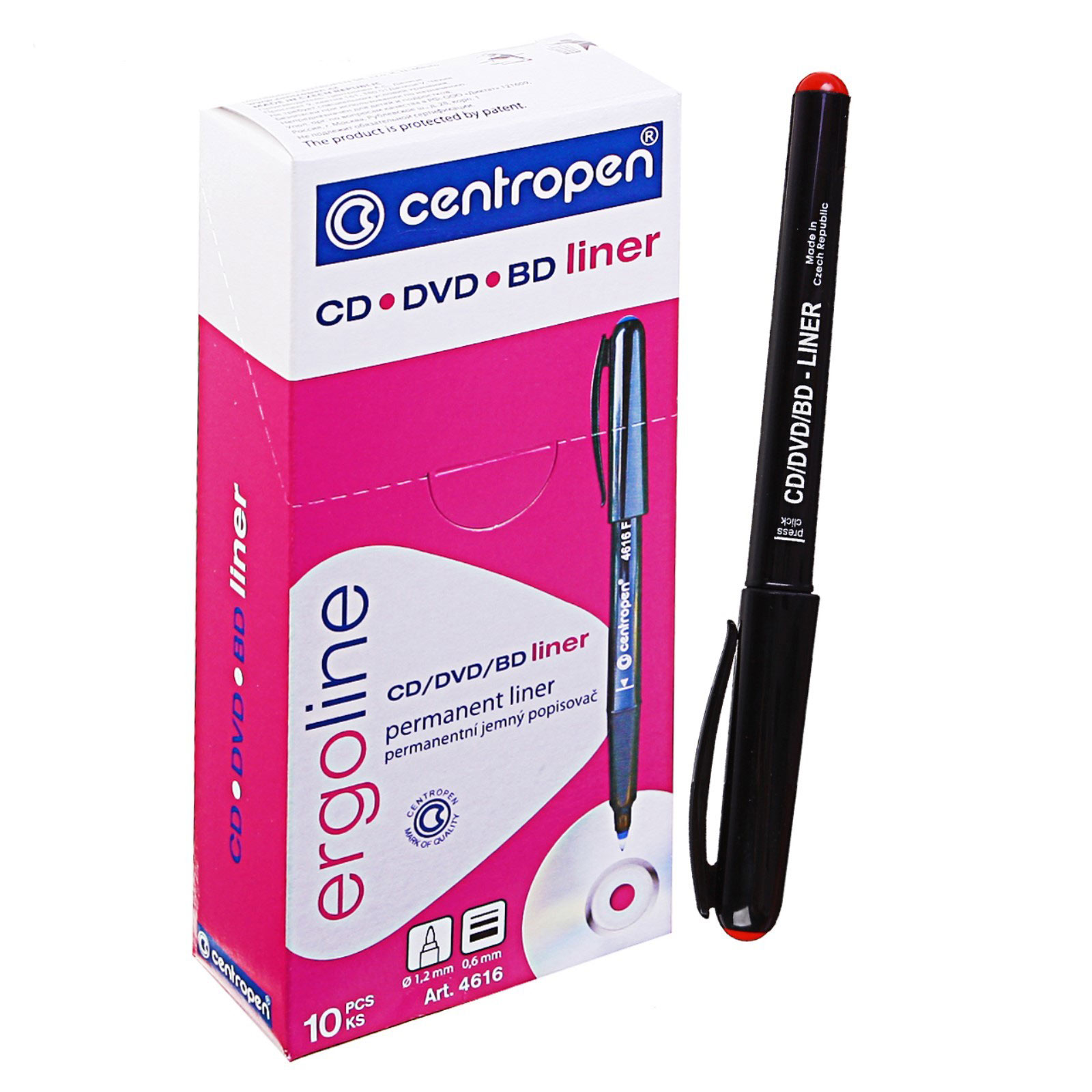 Маркер перманентный для CD/DVD CD-Liner Ergoline 0,6мм.(F) 4616, красн. Centropen - фото 2