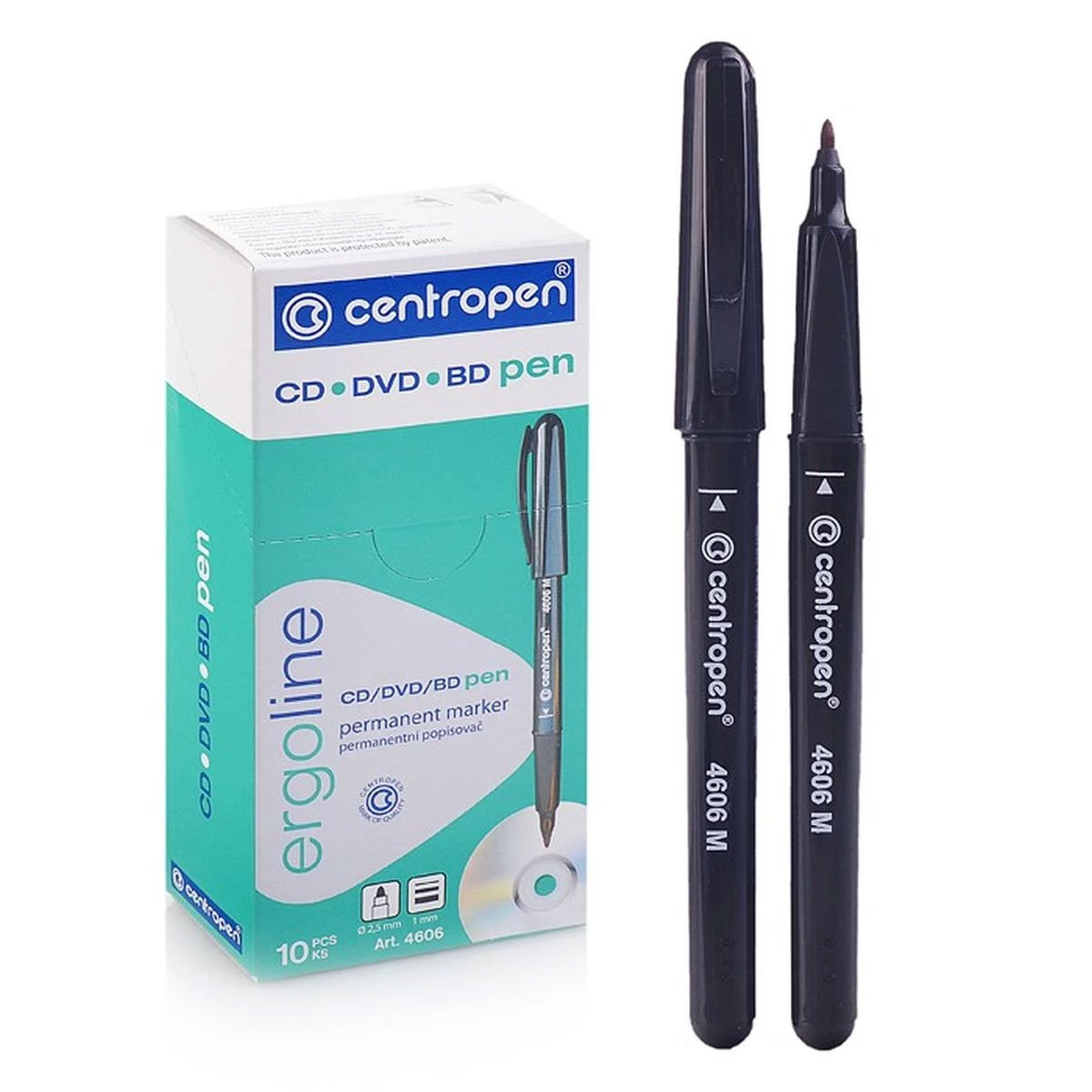Маркер перманентный для CD/DVD CD-Pen Ergoline 1,0мм.(M) 4606, черн. Centropen - фото 4
