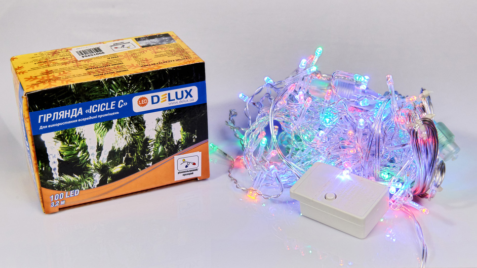 Гирлянда внутренняя DELUX ICICLE С 100 LED, бахрома, 3,2x0,7м, мульти/прозрачный, IP20 (90015254) DeLux - фото 3