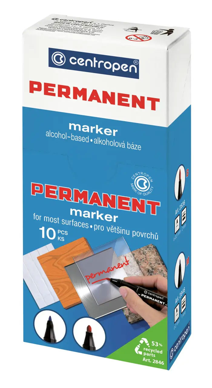 Маркер перманентный, круглое острие 1мм.(M), 2846, фиолет. Centropen - фото 2