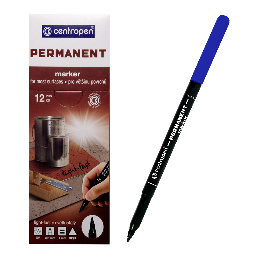 Маркер перманентний, круглий наконечник, 1мм.(М), 2536, син. Centropen - фото 1