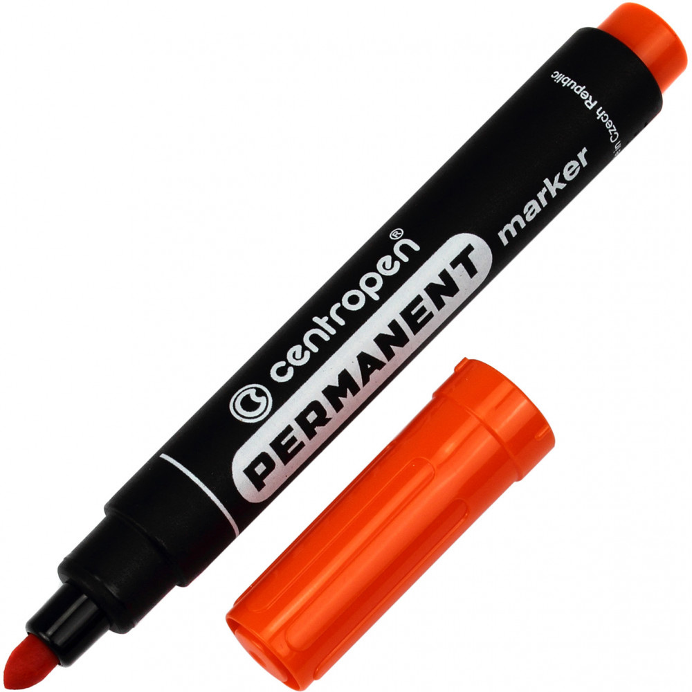 Маркер перманентный круглое острие 2,5мм., 8566, оранж. Centropen - фото 1