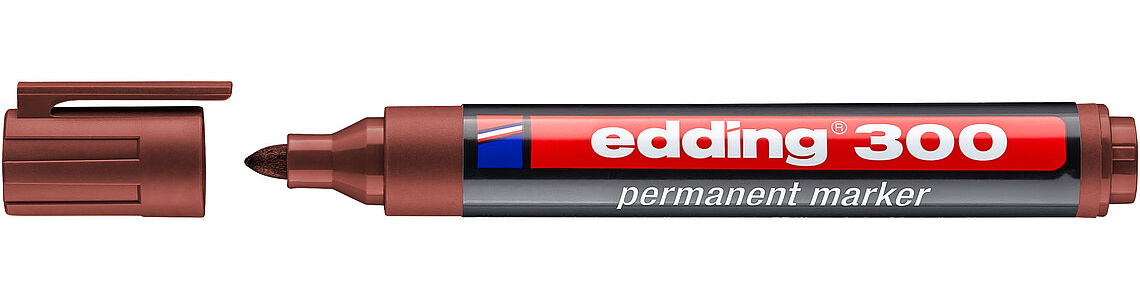 Маркер перманентний, круглий наконечник 1,5-3мм., 300, коричн. Edding - фото 1