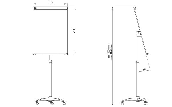 Фліпчарт на коліщатах Office Mobilchart GREY 70*100см, мобільний, сір. 2x3 - фото 4