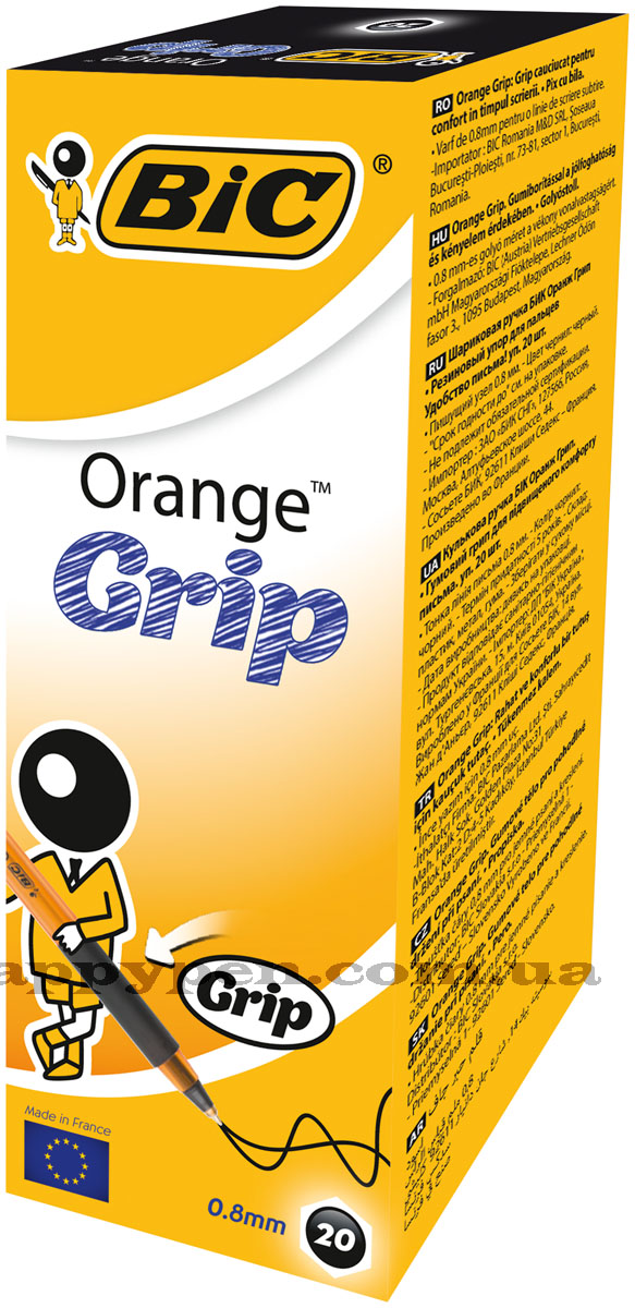Ручка кулькова ORANGE Grip, корпус помаранч., ст. чорн. Bic - фото 4