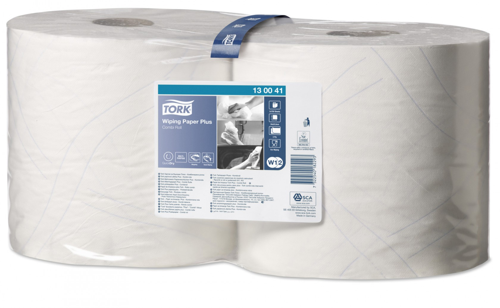 Протиральний папір мал/рулон,Advanced 420 Performance 2-х сл., 23,5*34см., 255м., 750 листів, біл.W1 Tork - фото 2