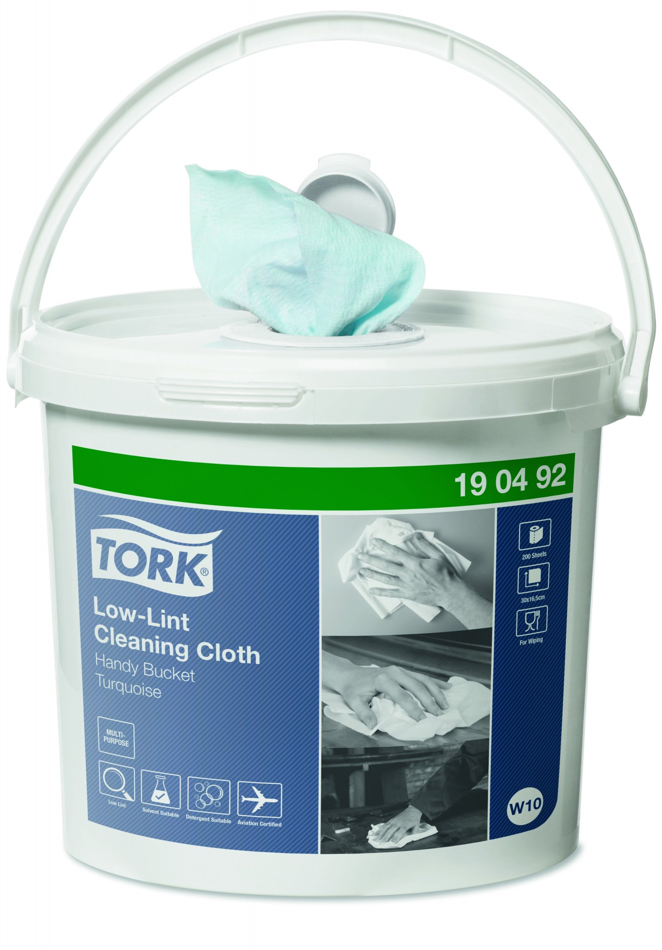 Протирочный материал безворсовый + ведро диспенсер., 30*16,5см., 200шт./уп., бирюз. W10 Tork - фото 2