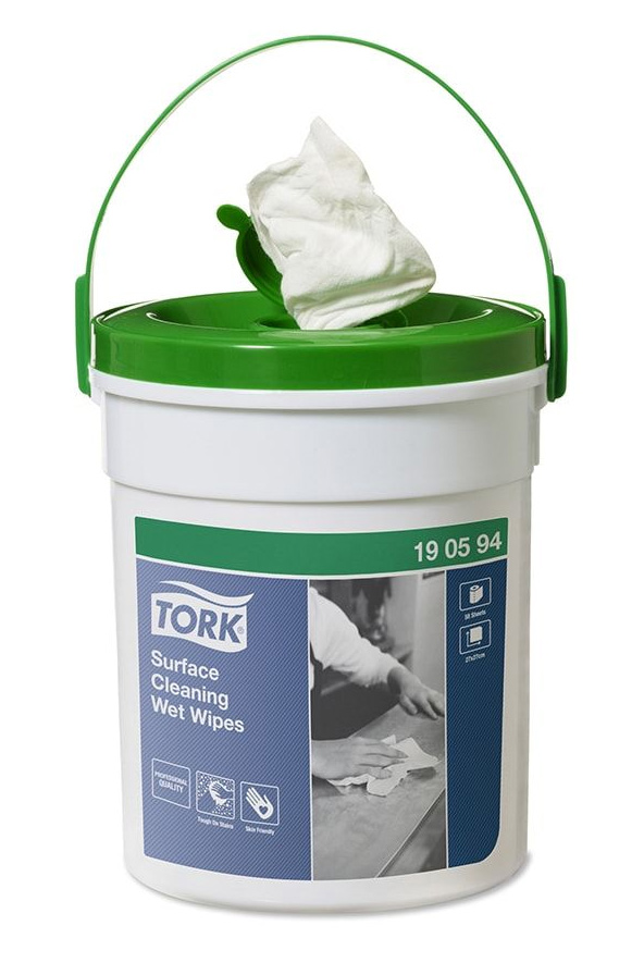 Салфетки влажные, нетканные для поверхностей+ ведро диспенсер 1-сл., 27*27см., 58шт./уп., бел. W15 Tork - фото 2