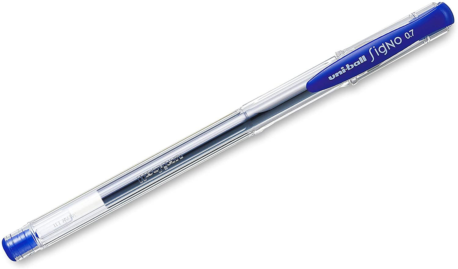 Гелева ручка Uni-ball Signo fine 0,7мм., корпус прозор., ст. син. Uni - фото 4