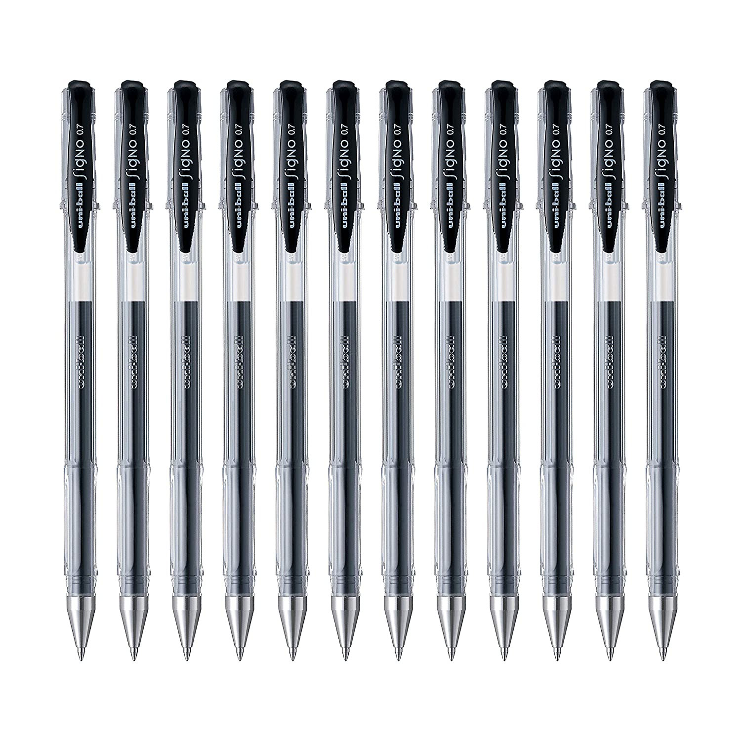 Гелева ручка Uni-ball Signo fine 0,7мм., корпус прозор., ст. чорн. Uni - фото 4