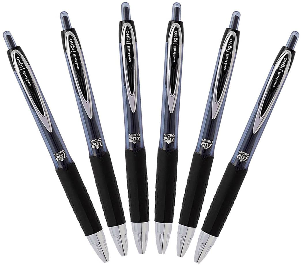 Гелева ручка автомат. Signo 207 0,5мм., корпус димч., ст.  чорн. Uni - фото 3