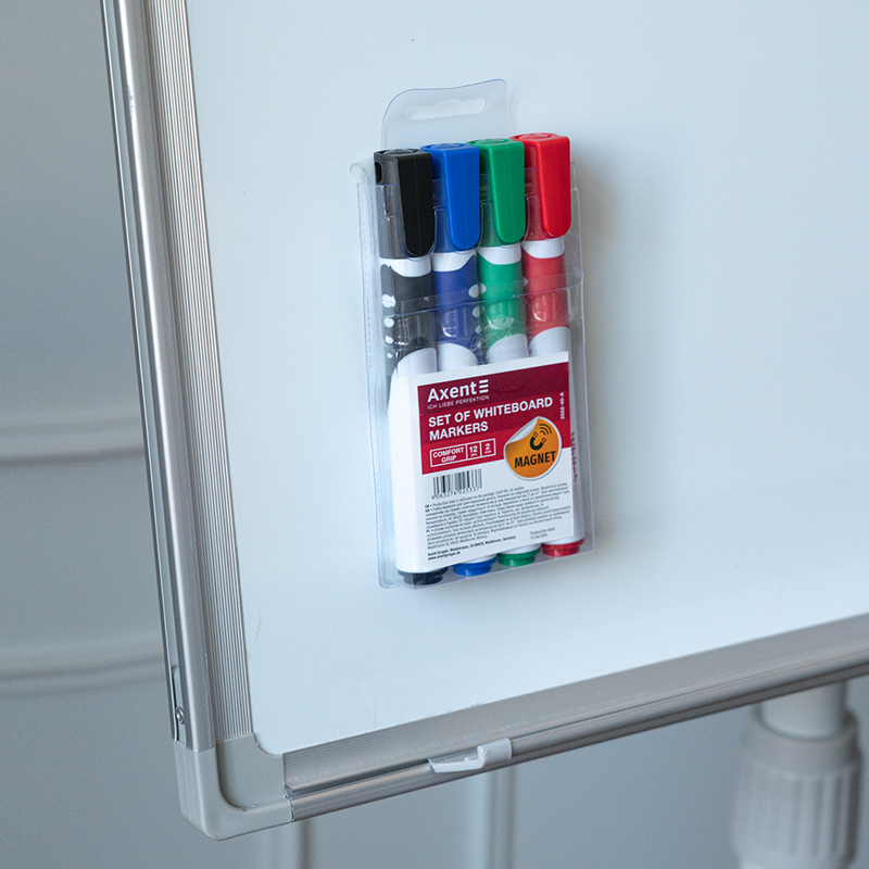 Маркер для досок Whiteboard Comfort Grip 2552-A, круглое острие 2мм., набор 4 цв. Axent - фото 3