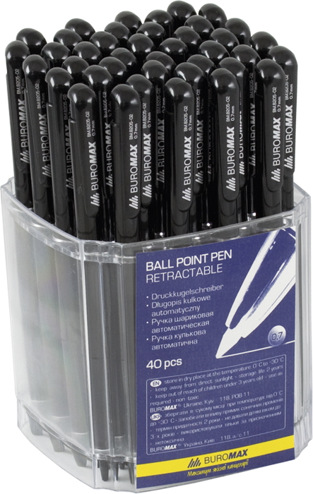 Ручка шариковая автоматическая ВМ.8205, корпус черн., стержень черн. BuroMax - фото 2