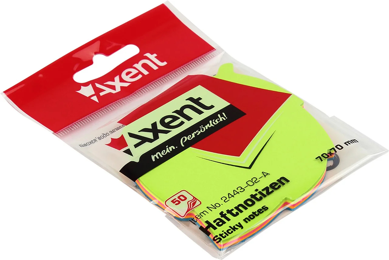 Блок паперу з клейким шаром  70*70мм.*50л., Листок, асорті Axent - фото 2