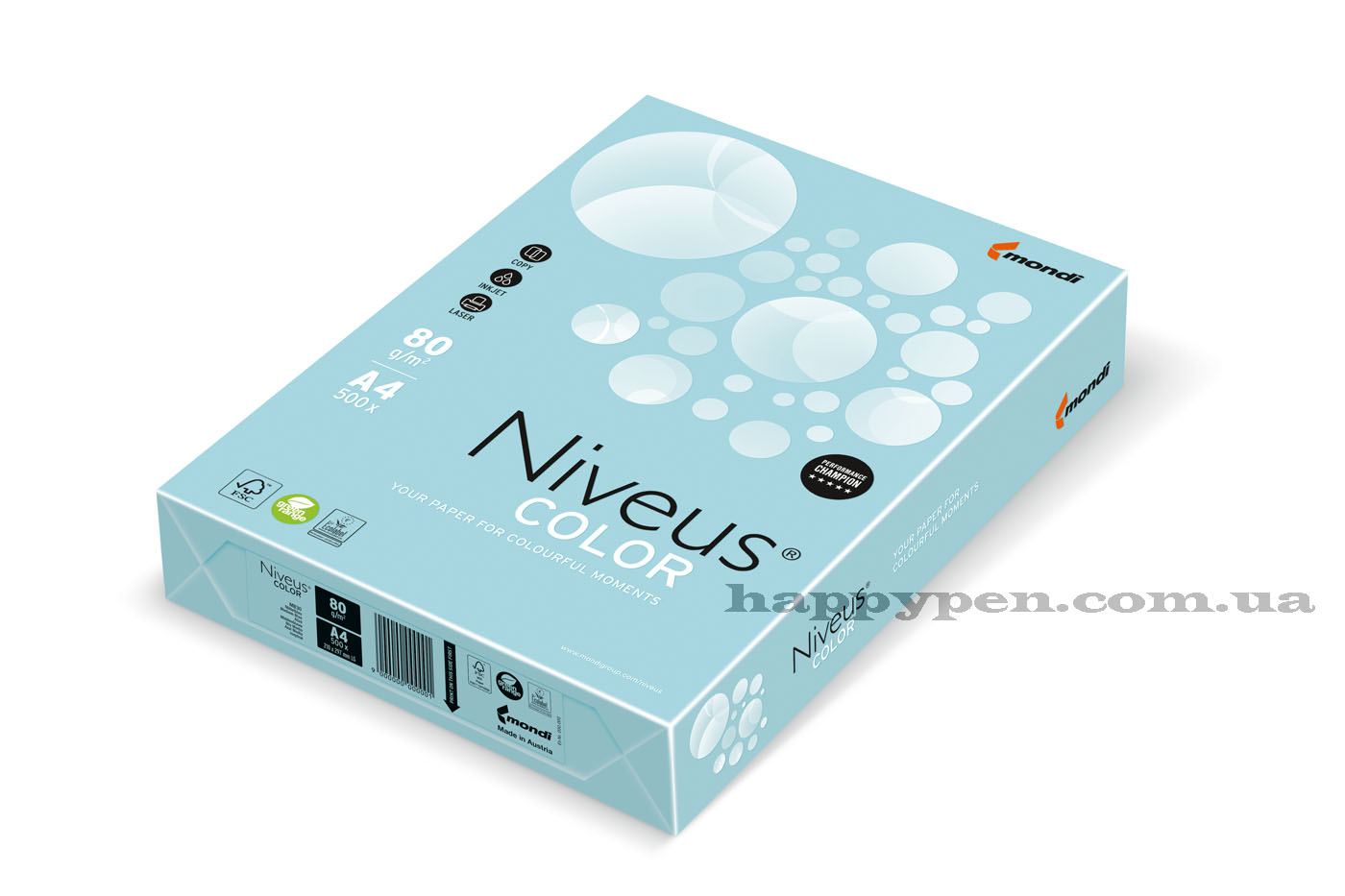 Папір кольоровий A4 пастель 80г./м2, 500лист., MB30 medium blue, середній-син. Mondi - фото 1